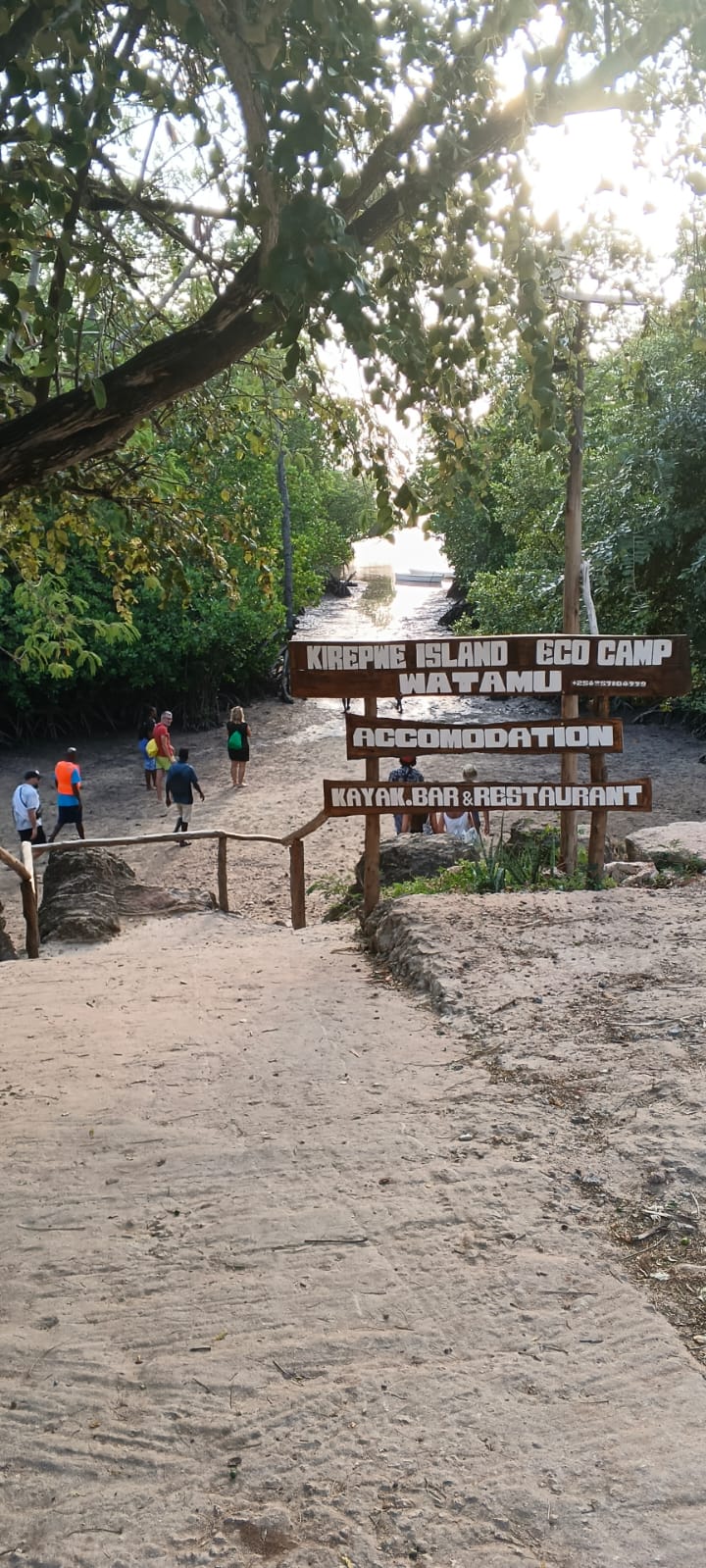 Entrance sign to Kirepwe Island Eco Camp in Mida Creek, Watamu