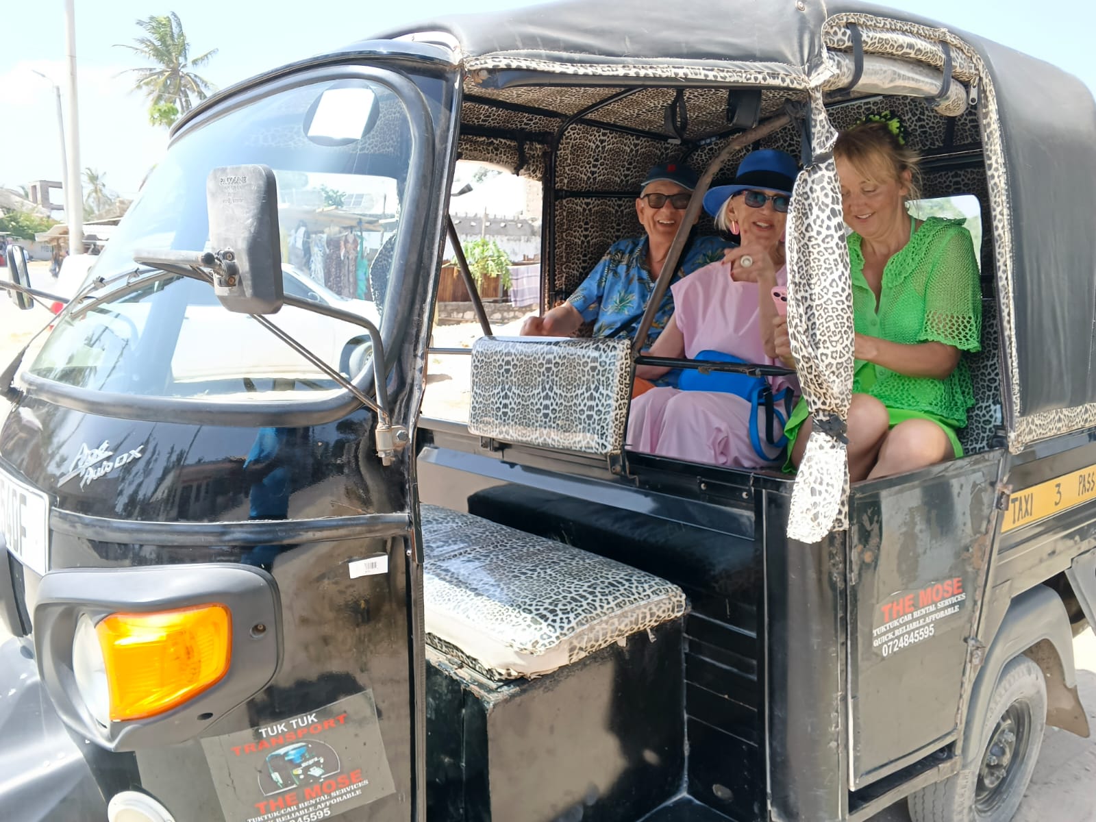 Guests enjoying a Watamu tuk tuk tour with Mose